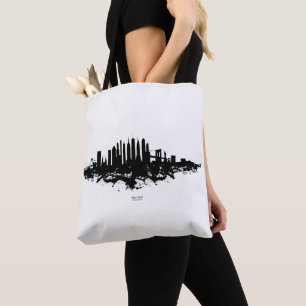 New York Skyline Watercolor Black and White Tote Bag