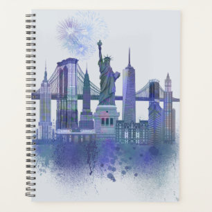 New York Skyline - Watercolor Blue Planner