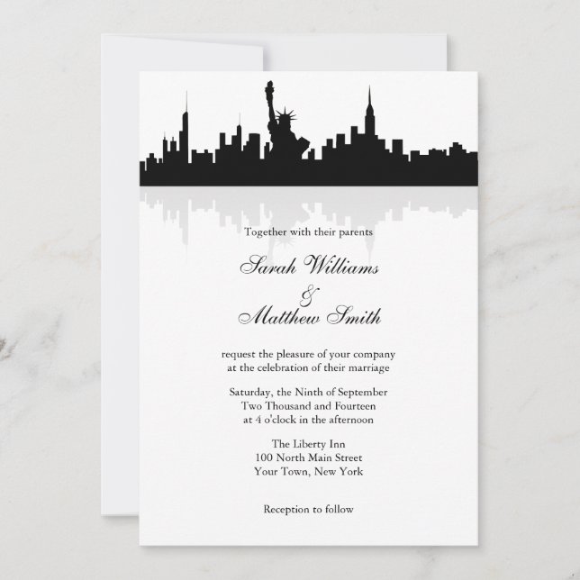 New York Skyline Wedding Invitations (Front)