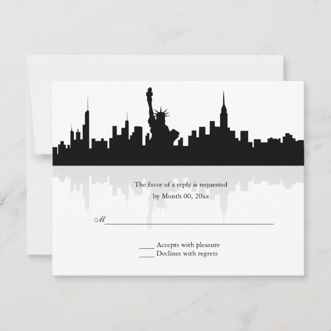 New York Skyline Wedding RSVP Card (Front)