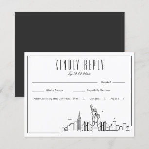 New York Skyline   Wedding RSVP + Meal Choice Card