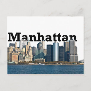 New York skyline with "Manhattan" in the sky above Postcard