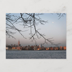 New York Skyline with Moon Postcard