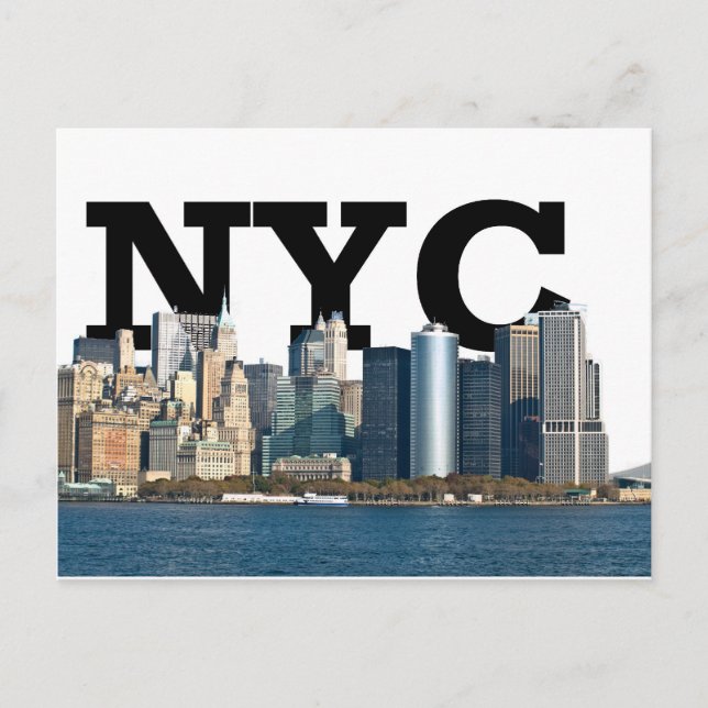 New York skyline with "NYC" in the sky above. Postcard (Front)