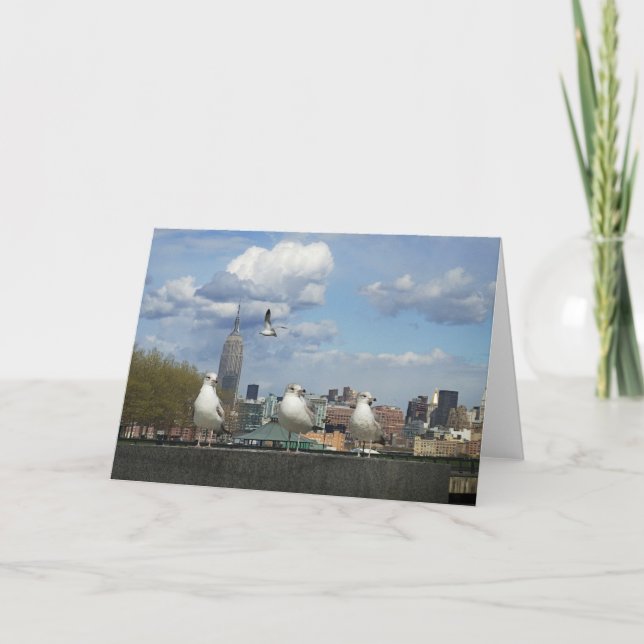 New York Skyline with Seagulls Card (Front)