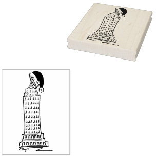 New York Skyscraper Building Santa Hat Christmas Rubber Stamp