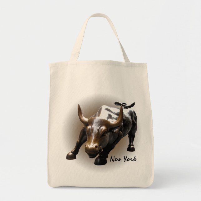 New York  Souvenir Tote Bag Bull Landmark Souvenir (Front)