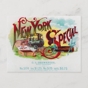 New York Special vintage cigar label Postcard