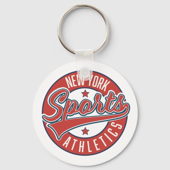 new york sports athletic logo classic round sticke key ring (Front)