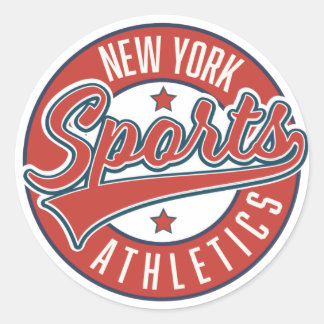 new york sports athletic logo classic round sticker