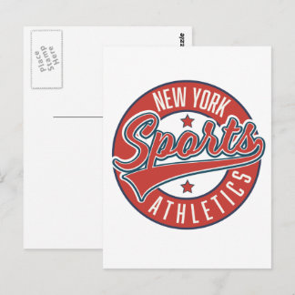 new york sports athletic logo postcard