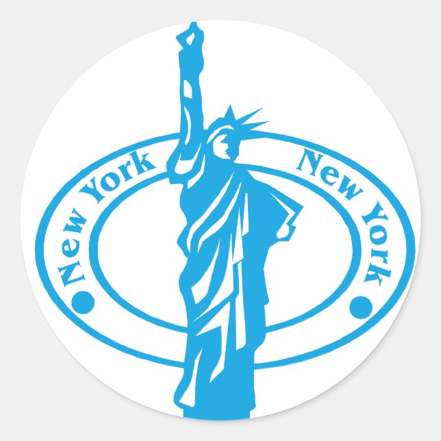 New York Stamp Classic Round Sticker (Front)
