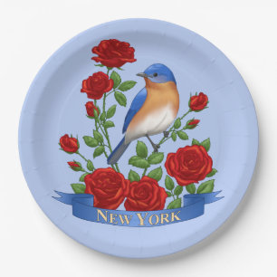 New York State Bird and Flower Paper Plate