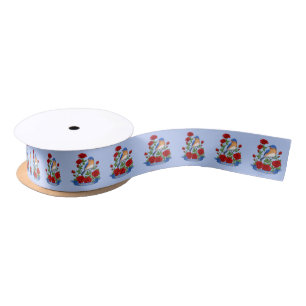 New York State Bird and Flower Satin Ribbon
