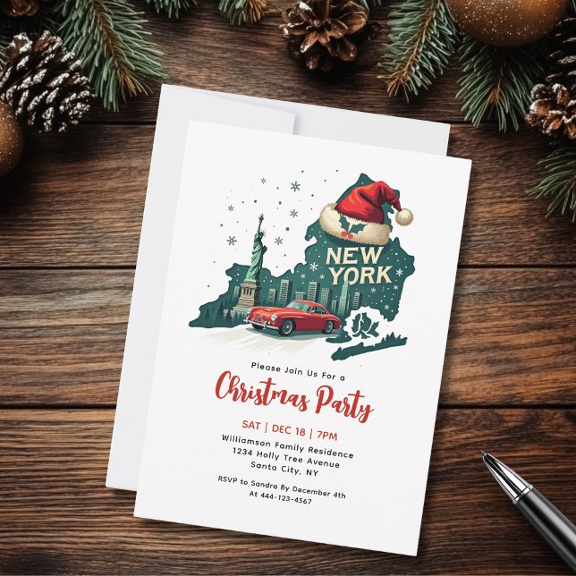 New York State Christmas Holiday Party Invitation (Personalize via the template, matching items available)