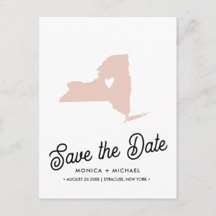 NEW YORK State Destination Wedding ANY COLOR Announcement Postcard