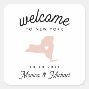 NEW YORK State Destination Wedding ANY COLOR   Square Sticker