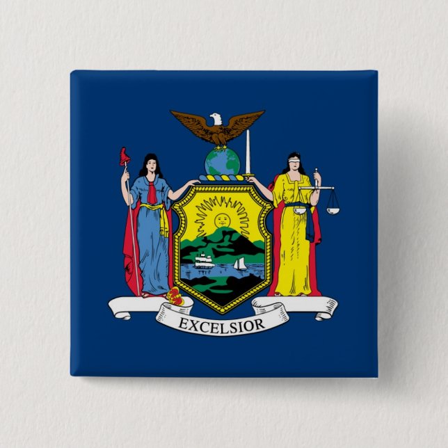 New York State Flag 15 Cm Square Badge (Front)