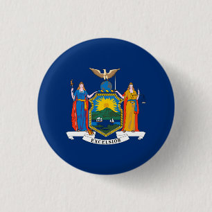 New York State Flag 3 Cm Round Badge