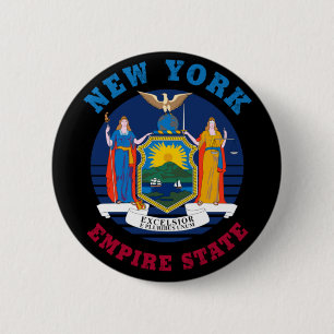 NEW YORK STATE FLAG 6 CM ROUND BADGE
