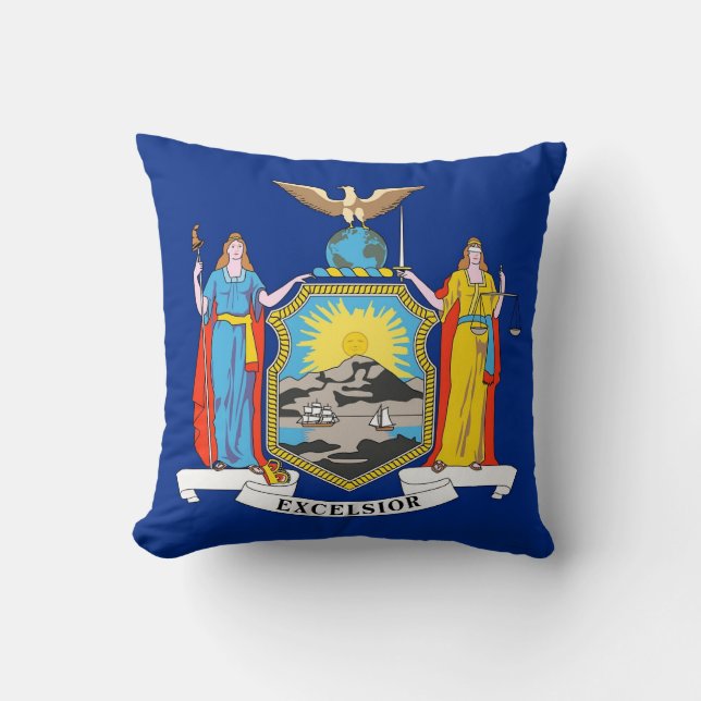 New York State Flag American MoJo Pillow (Front)