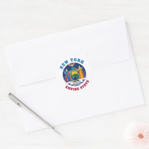 NEW YORK STATE FLAG CLASSIC ROUND STICKER