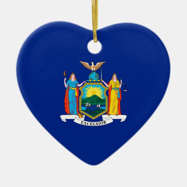New York State Flag Design Ceramic Tree Decoration (Front)