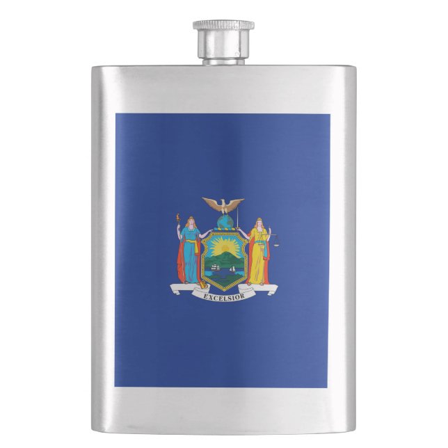 New York State Flag Design Hip Flask (Front)