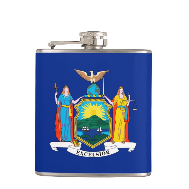 New York State Flag Design Hip Flask (Front)