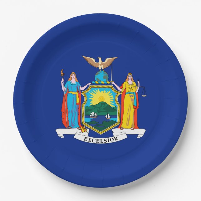 New York State Flag Design Paper Plate (Front)