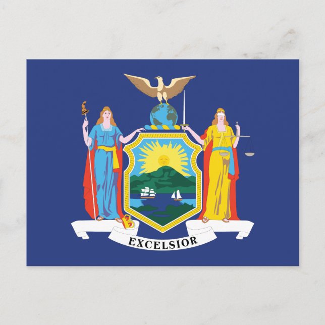 New York State Flag Empire State Liberty Justice Postcard (Front)