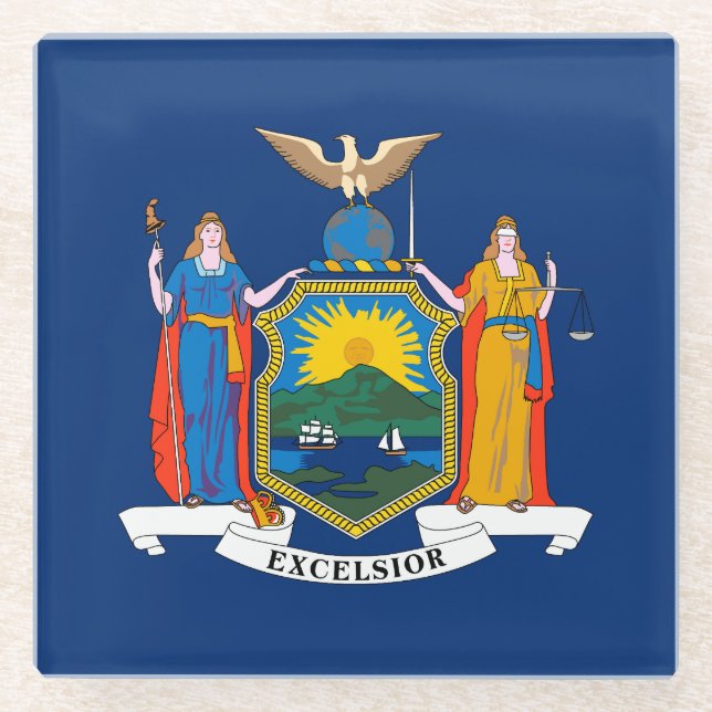 New York State Flag Glass Coaster (Front)