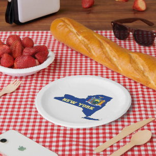 New York State Flag Map Paper Plate