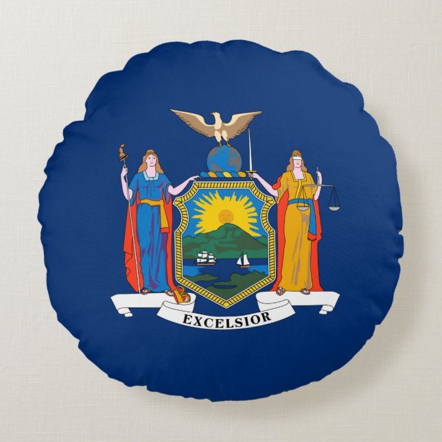 New York State Flag Round Cushion (Front)