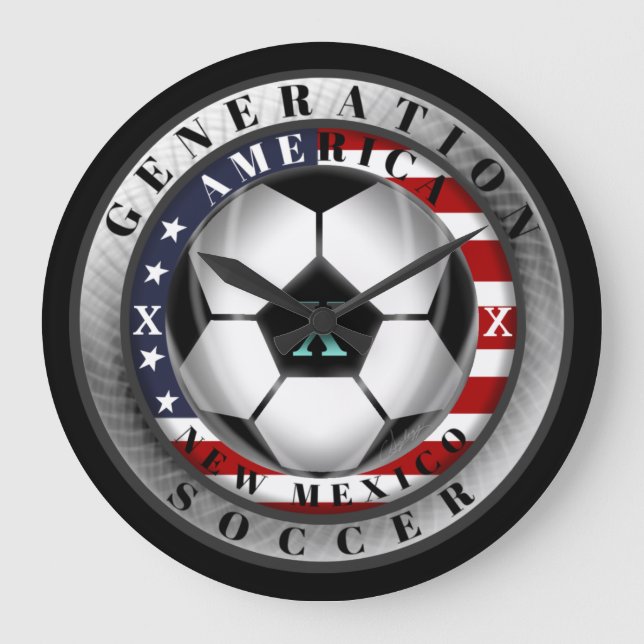 New York State Generation X American Soccer Large Clock (Front)