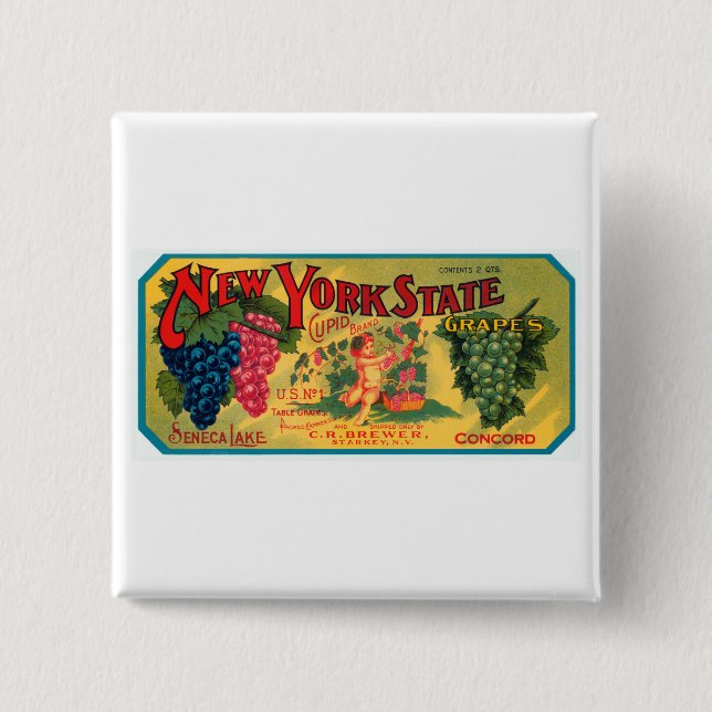 New York State Grapes 15 Cm Square Badge (Front)