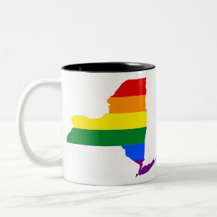 NEW YORK STATE LGBTQ PRIDE MAP Two-Tone COFFEE MUG