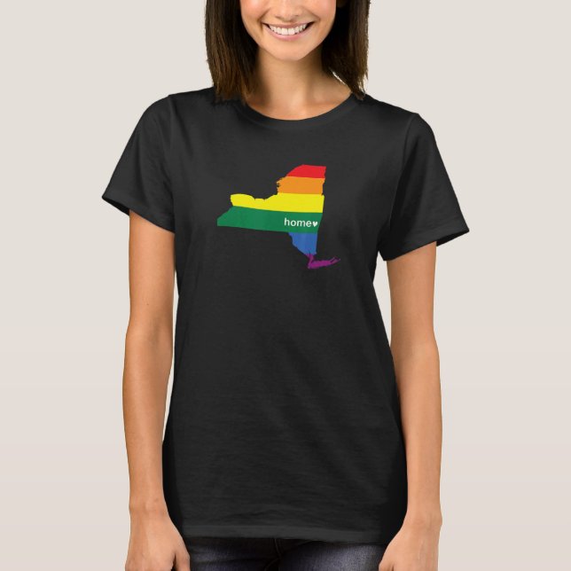 New York State Map Lgbt Pride Parades Ally T-Shirt (Front)