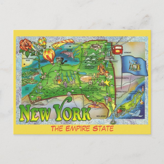 New York State Map Postcard (Front)
