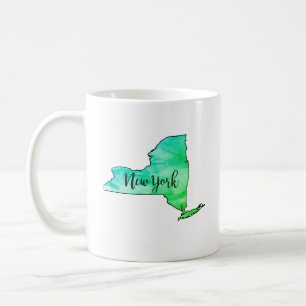 New York State Map Watercolor Painting Coffee Mug