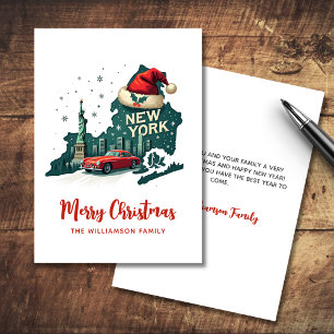 New York State Merry Christmas Retro Personalised  Card