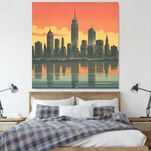 New York State of Mind – Retro Skyline Canvas  Print