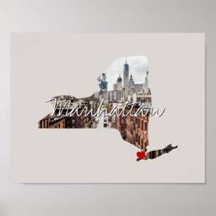 New York State Photo insert and town name Poster