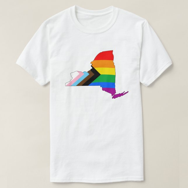 New York State Pride LGBTQ Progress Pride T-Shirt (Design Front)
