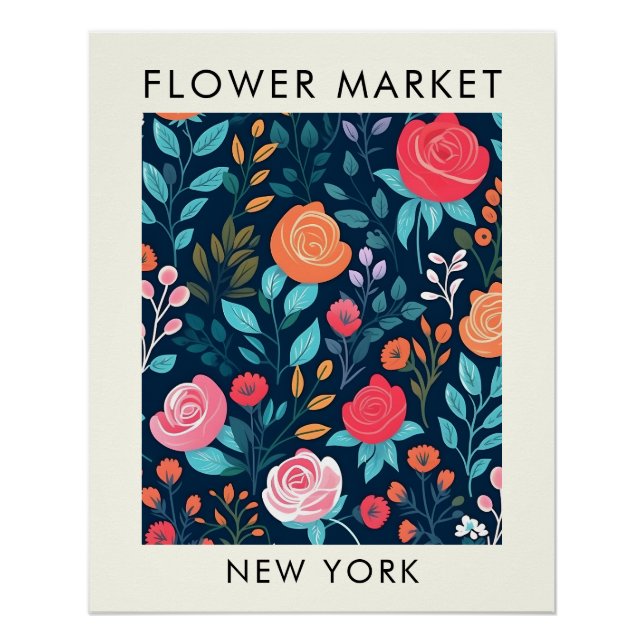 New York State Roses Flower Market Poster (Front)