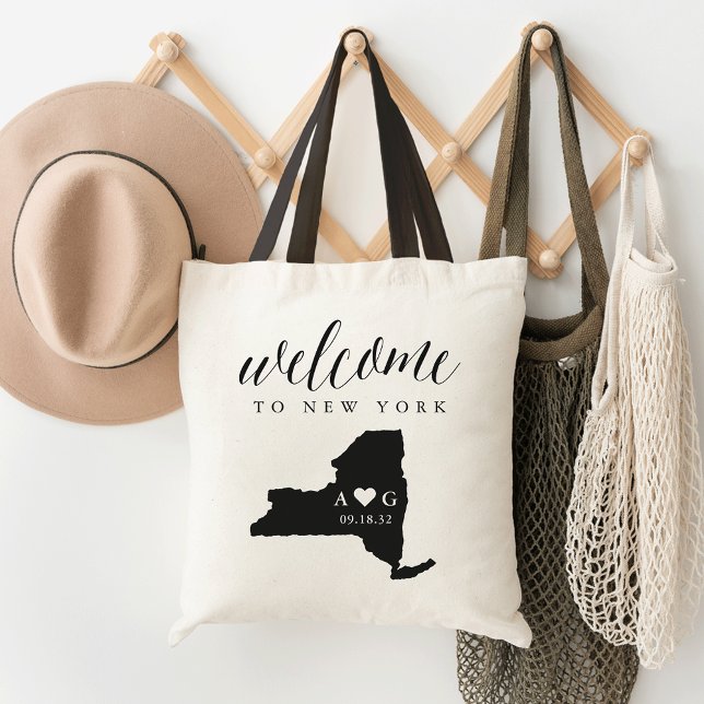 New York State Silhouette Wedding Welcome Tote Bag (Creator Uploaded)