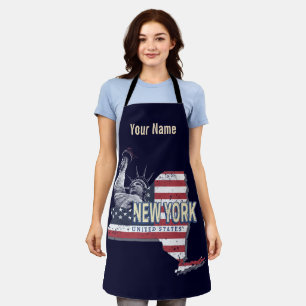 New York State United States Retro Map Vintage USA Apron