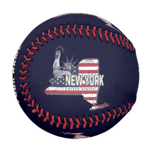 New York State United States Retro Map Vintage USA Baseball