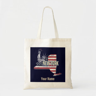 New York State United States Retro Map Vintage USA Tote Bag