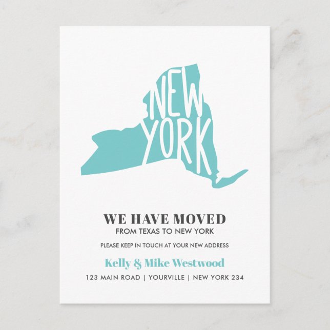 NEW YORK STATE We've moved New address New Home Postcard (Front)